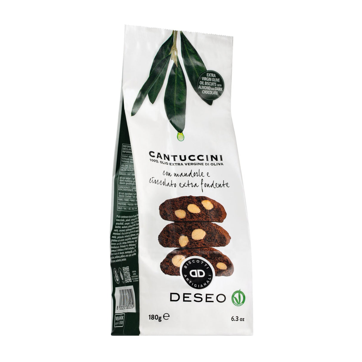 Deseo Cantuccini mit Zartbitterschokolade und Mandeln, 180 g