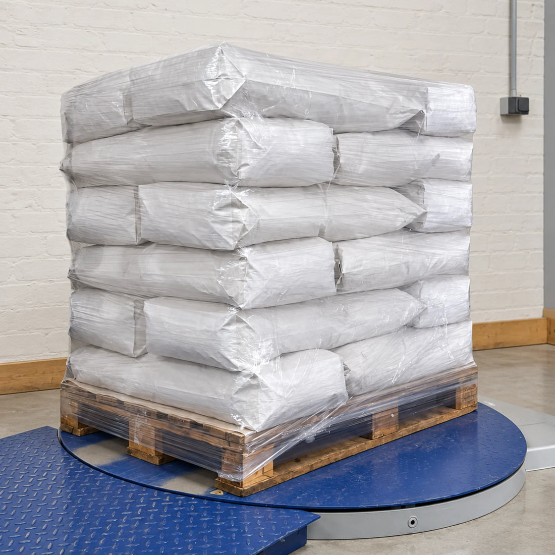 18-kg-Kaffeesäcke von Himmelpfort Kaffee auf einer Palette für B2B-Großgebinde