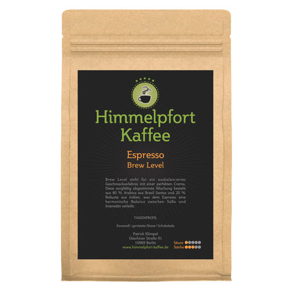 Brew Level Espresso-Blend 80% Arabica und 20% Robusta von Himmelpfort Kaffee