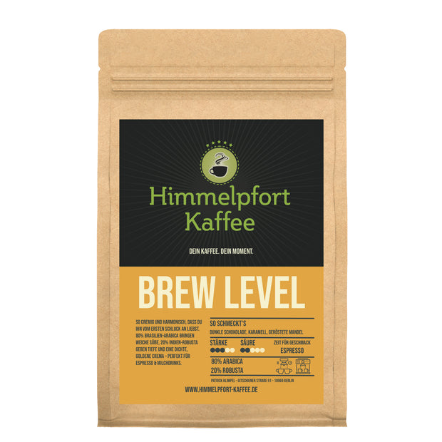 Brew Level Espresso-Blend 80% Arabica und 20% Robusta von Himmelpfort Kaffee