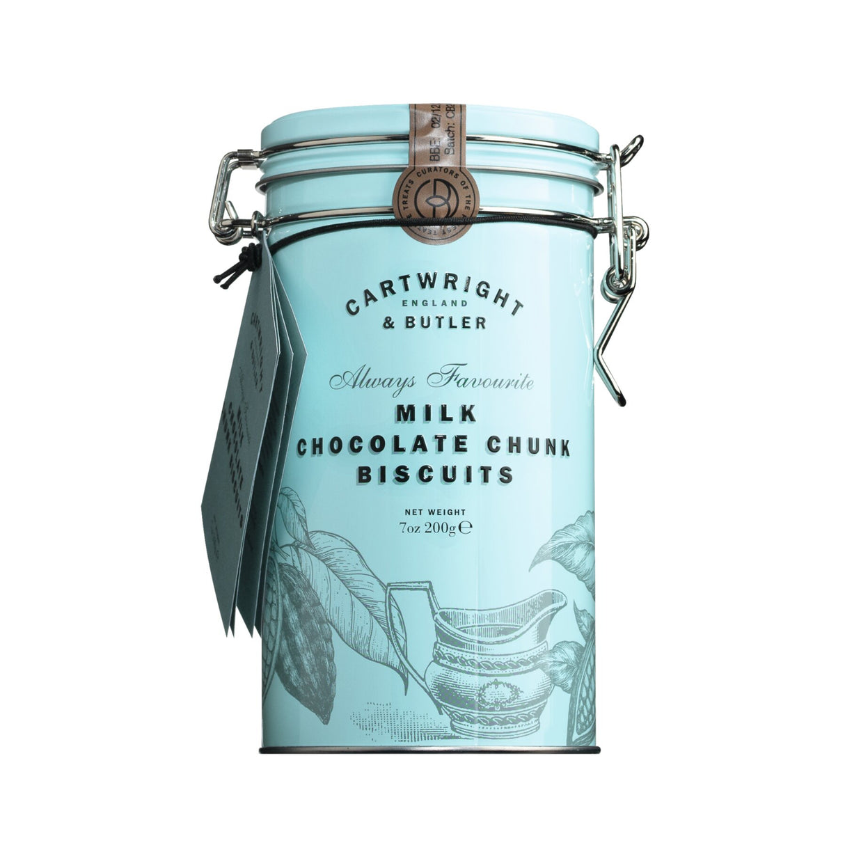 Cartwright & Butler Milk Chocolate Chunk Biscuits 200 g in blauer Metalldose