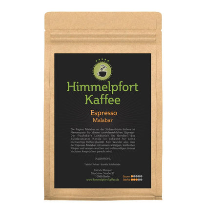 Espresso Malabar frisch geröstete Espressobohnen von Himmelpfort Kaffee