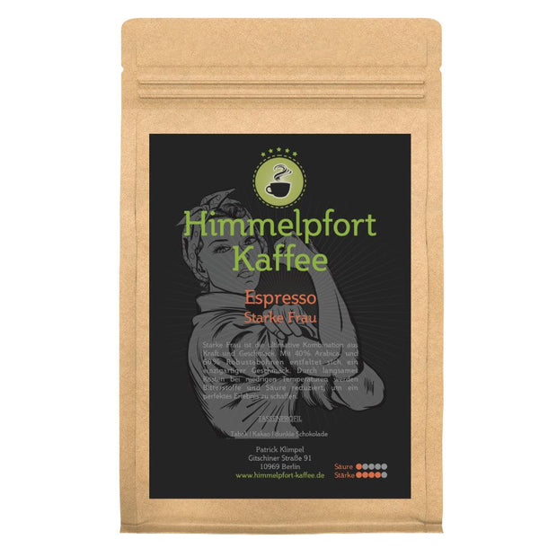 Espresso Starke Frau frisch geröstete Espressobohnen von Himmelpfort Kaffee