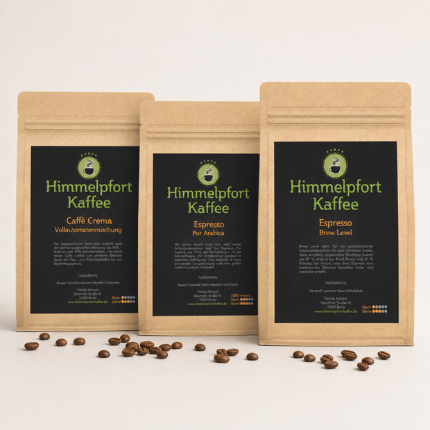 Vollautomaten-Set mit Caffè Crema Brew Level und Espresso Pur Arabica von Himmelpfort Kaffee