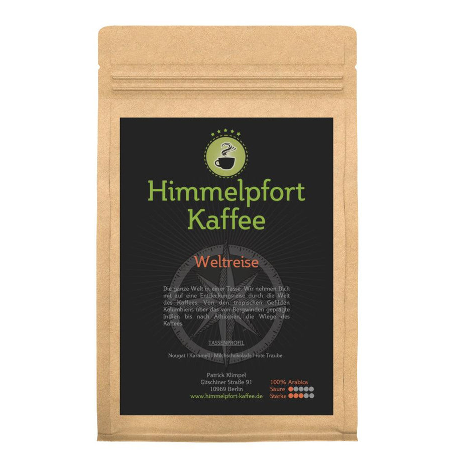 Weltreise Kaffee-Blend aus Mexiko Brasilien und Uganda von Himmelpfort Kaffee