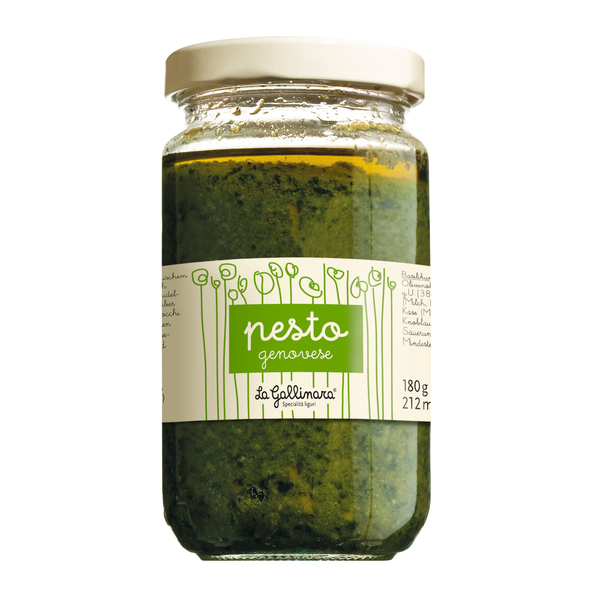 La Gallinara Pesto Genovese mit ligurischem Basilikum, 180 g Glas