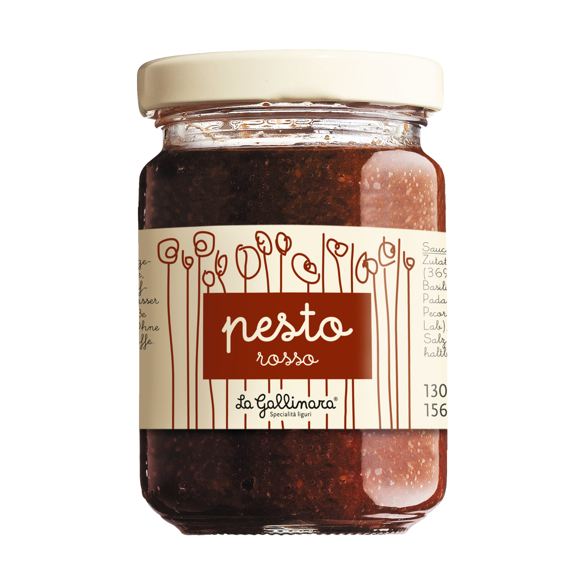 La Gallinara Pesto Rosso mit getrockneten Tomaten, 130 g Glas