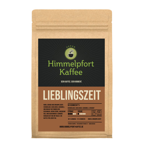 Lieblingszeit von Himmelpfort Kaffee – schokoladig-nussiger Kaffee für Vollautomat und kräftigen Filterkaffee
